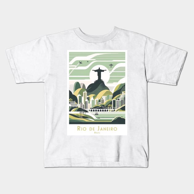 Vintage Rio de Janeiro Travel Poster Kids T-Shirt by POD24